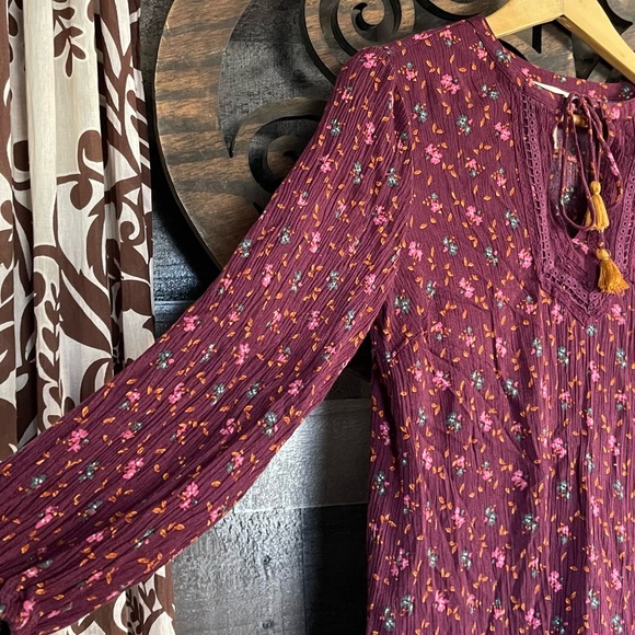 Floral Top Boho Blouse Tassel Tunic Mini Dress (?) Peasant Prairie - Picture 7 of 14